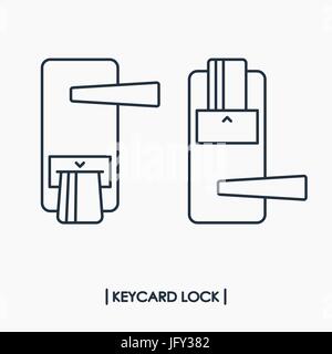 Electronic keycard door lock outline icon Stock Vector