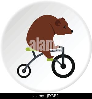 Bear on a bike icon circle Stock Vector