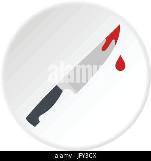 Bloody knife icon circle Stock Vector