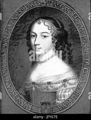 Drawing of Francesca (Maddalena) d'Orléans as Duchess of Savoy Stock Photo