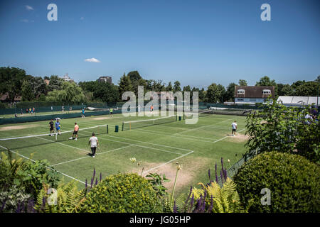 Wimbledon, London, UK. 2nd July, 2017. The Wimbledon Tennis Championships 2017 held at The All England Lawn Tennis and Croquet Club, London, England, UK.    General View Aorangi Practice Courts. Credit: Duncan Grove/Alamy Live News Stock Photo