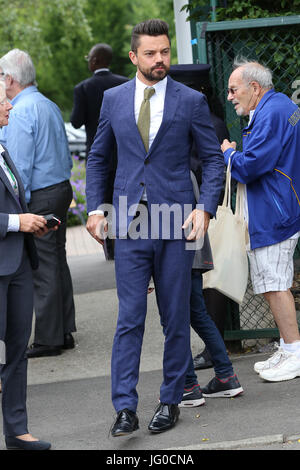 London, UK. 3rd Jul, 2017. Dominic Cooper arrives at Wimbledon. Credit: Dinendra Haria/Alamy Live News Stock Photo