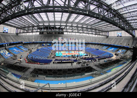 July 3, 2017 - Curitiba, ParanÃ, Brasil - BRAZIL - World League Volleyball Finals 2017 - Structure mounted Arena da Baixada Stadium in Curitiba (Brazil), for the games between 4 and 8 July. All matches will be played at the Arena da Baxaida, a football stadium which also hosted 2014 FIVB World Cup matches.Foto: Geraldo Bubniak Credit: Foto: Geraldo Bubniak/ZUMA Wire/Alamy Live News Stock Photo