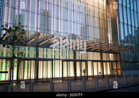 office entrance to one world trade center at night New York City USA Stock Photo