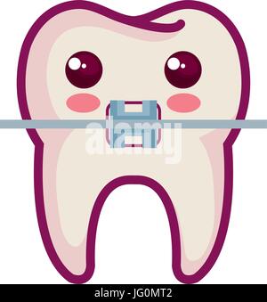 tooth with bracket character isolated icon Stock Vector Image & Art - Alamy