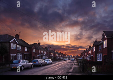 Morning street in the town of Long Eaton, between Derbyshire and Nottinghamshire 'borders', in England, UK. Stock Photo