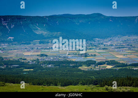 Rice fields at Aso City, Kumamoto, Kyushu, Japan Stock Photo