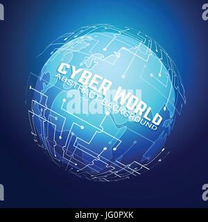 Abstract Print Circuit Sphere Design Element. Cyber World Technology Background. Vector Illustration Stock Vector