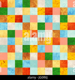 Seamless background with paper patterns of different colors - yellow, brown, blue, green, red and beige. Endless texture can be used for wallpaper, pa Stock Photo
