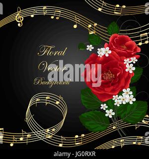 Flowers with music notes. Stock Vector