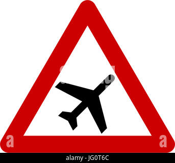 Warning sign with airplane symbol Stock Photo