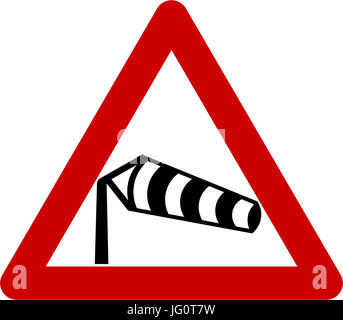 Road sign warning sign of side winds with wind sock and expected Stock ...