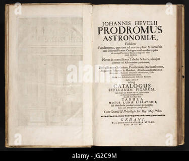Johannes Hevelius - Prodromus Astronomia - Volume I  Prodromus Astronomiae  - Intestazione I Volume Stock Photo