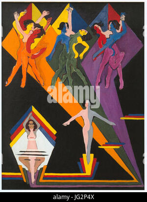 Kirchner - Tanzende Mädchen in farbigen Strahlen - 1932-37 Stock Photo