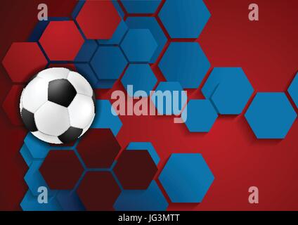 Abstract geometric football background with soccer ball. Vector design Stock Vector