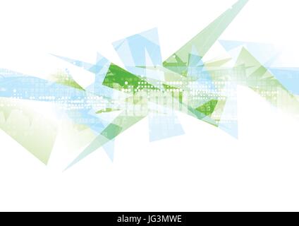 Abstract hi-tech geometric polygonal green and blue shapes background. Vector triangles design Stock Vector
