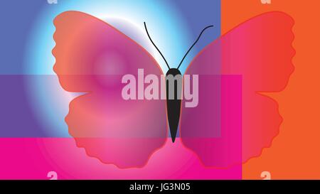 Abstract butterfly with translucent wings isolated on gradient background. Stock Vector