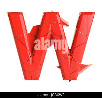 Futuristic red cracked letter. 3D illustration Stock Photo