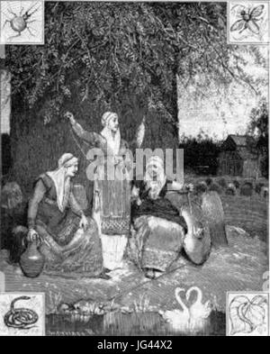 'Nornorna spinner Ødets trådar vid Yggdrasil' depicts the Norse ...