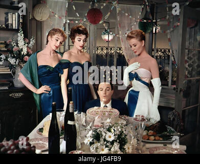 LES GIRLS 1957 MGM film musical with from left: Taina Elg, Kay Kendall, Gene Kelly, Mitzi Gaynor Stock Photo