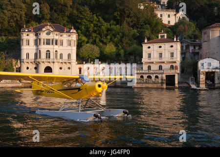 Piper PA 18  “Super Cub”. Aero Club Como.  Villa Usuelli, Blevio. Como Lake. Italy Stock Photo
