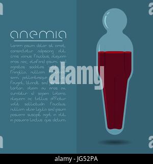 Anemia design concept. Human body shaped tube with red liquid. Stock Vector