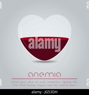 Anemia concept. Heart with red liquid. Stock Vector