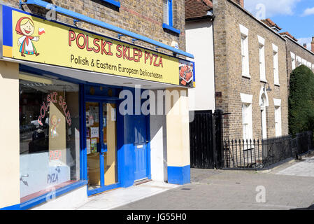 Traditional Polish Deli on a high street in Witham Essex England serving food for people from Poland and Eastern Europe Stock Photo