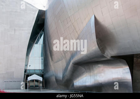 Part of the EMP Museum or Experience Music Project at the Seattle Center, designed by Frank Gehry. Stock Photo