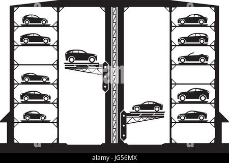 Automatic car parking - vector illustration Stock Vector