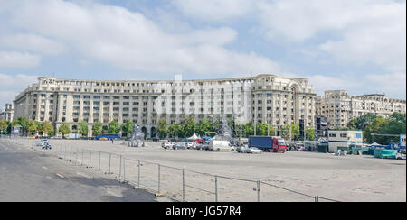 BUCHAREST, ROMANIA - SEPTEMBER 19, 2015. The square 'Piata Constitutiei', situated in front of Casa Poporului, well known place where outdoor shows ar Stock Photo