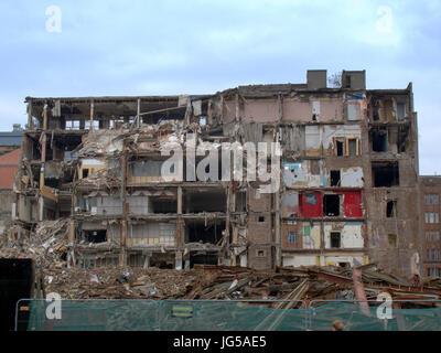 shot of building  warehouse  being demolished in merchant city Glasgow Stock Photo