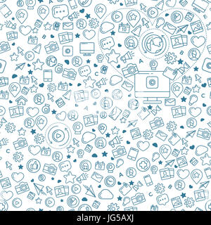 Social Media Blue Seamless Pattern Stock Photo