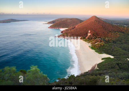 Sunrise from the look on Mount Tomaree in Port Stephens, NSW, Australia. Stock Photo