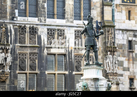 Charlemagne Statue in Akwizgran city center, Germany Stock Photo