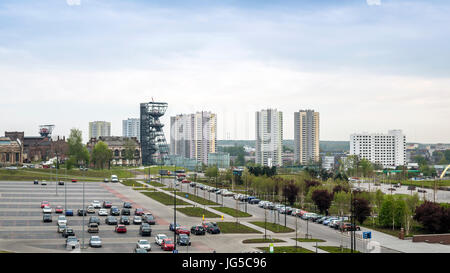 The Silesian Museum and high residential building in Katowice, Poland Stock Photo