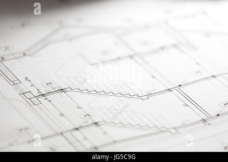Close up of architectural sketches of a new house Stock Photo