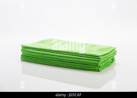 Green cleaning clothes isolated on white background Stock Photo
