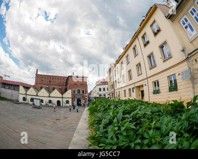 Krakow, Poland - June 17, 2016: Szeroka Street of Krakow's Jewish part called Kazimierz Stock Photo