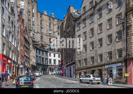 West Bow, part of Victoria Street, in Edinburgh, Scotland. Stock Photo