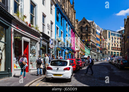 West Bow, part of Victoria Street, in Edinburgh, Scotland Stock Photo
