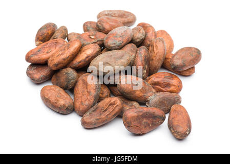 heap of cocoa beans on white background Stock Photo