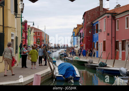 Street scene at Fondamenta S Mauro, Burano island, Venice, Italy Stock Photo