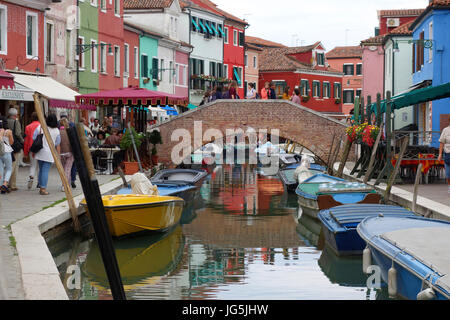 Street scene at Fondamenta S Mauro, Burano island, Venice, Italy Stock Photo