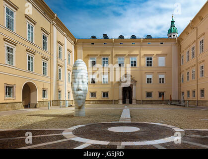 Marble sculpture Awilda, artist Jaume Plensa, courtyard of the university, Salzburg, Austria Stock Photo