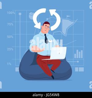Business Man Use Laptop Computer Updating Software Applications Media Social Network Communication Businessman Stock Vector