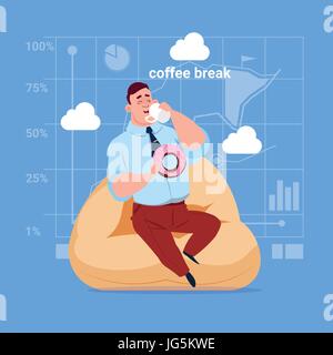 Business Man Having Lunch During Coffee Break In Office Comfort Zone Stock Vector