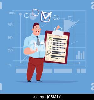 Business Man Holding Check List Clipboard Stock Vector