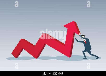 Business Man Hold Red Arrow Up Financial Success Concept Stock Vector ...