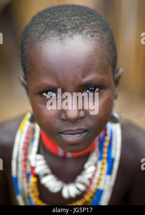 Portrait of an Erbore tribe girl, Omo valley, Murale, Ethiopia Stock Photo